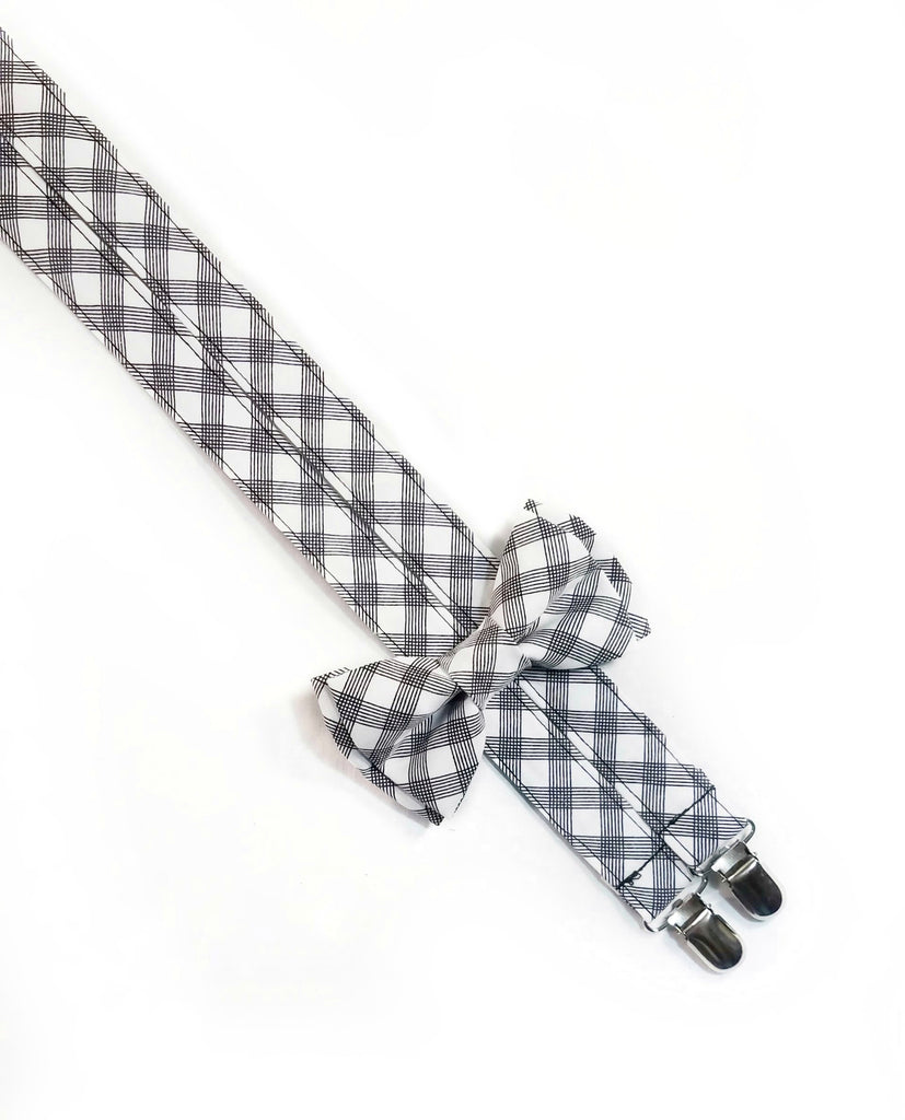 Black and White Plaid Skinny Suspenders - Dapper Xpressions