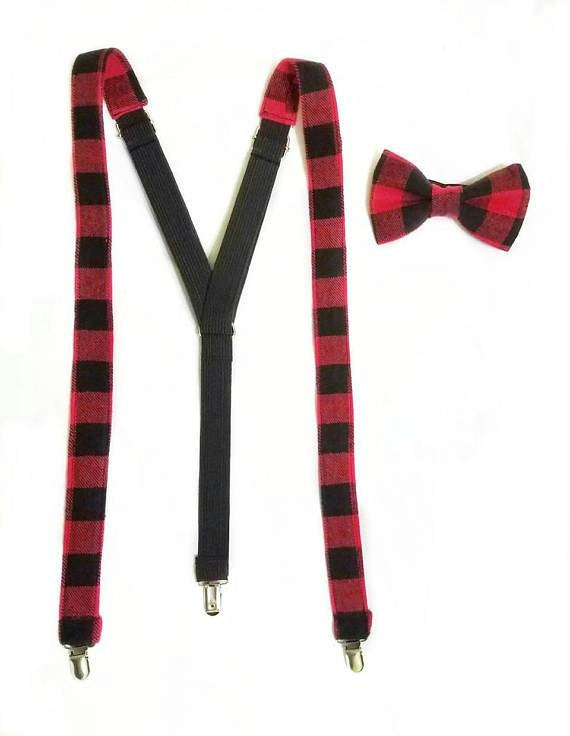 Red and Black Buffalo Plaid Suspenders - Dapper Xpressions