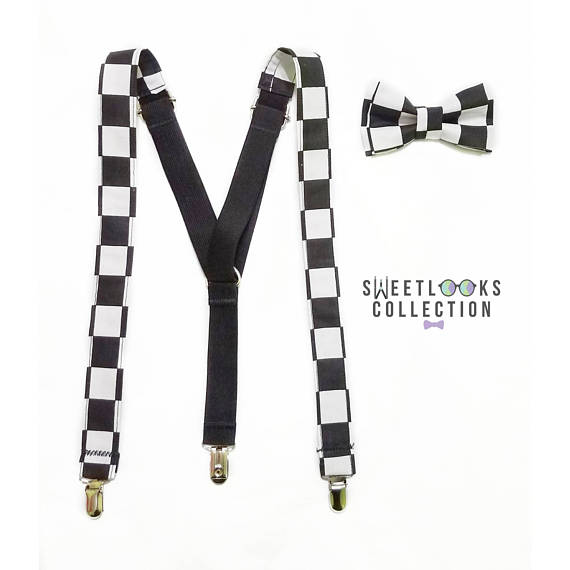 Checkered Suspenders , Large Checkers - Dapper Xpressions