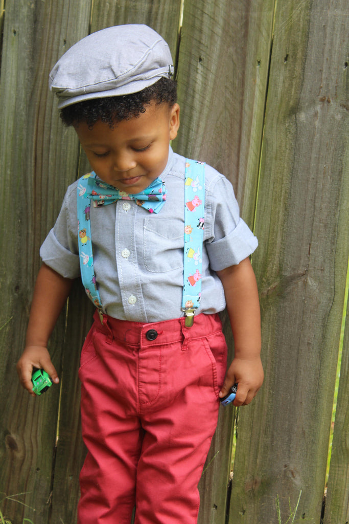 Peppa Pig Suspenders and Bow Tie (or Hair Bow) - Dapper Xpressions
